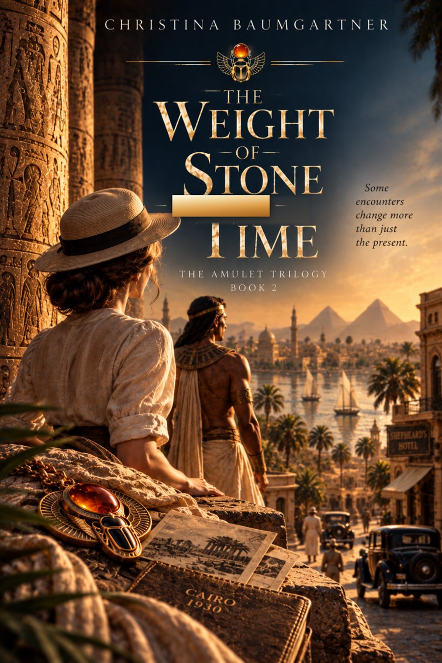 Book cover: The Weight of Stone Across Time, Book 2 of the Amulet Trilogy